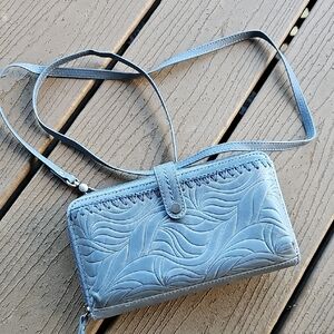 Women's The Sak Iris Light Blue Embossed Large Smartphone Crossbody Wallet